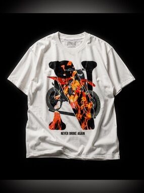 NBA YoungBoy Never Broke Again Flame Dirt Bike Graphic Tee - Size XL - NWT